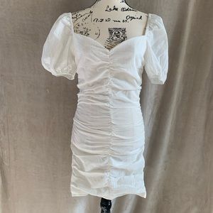 Willow White Ruched Mini Dress Off The Shoulder Size Large New Without Tags